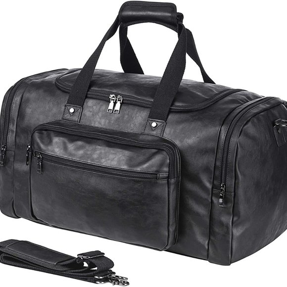 Other - PU Leather Overnight Duffle Bag - Waterproof weekender Travel Tote - Duffel Bag